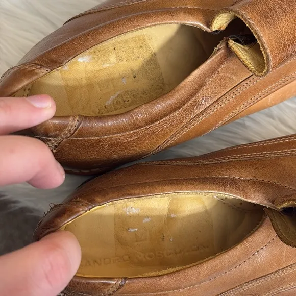 Sandro Moscoloni Brown Plain Toe Slip On Dress Shoes 14 Men’s
