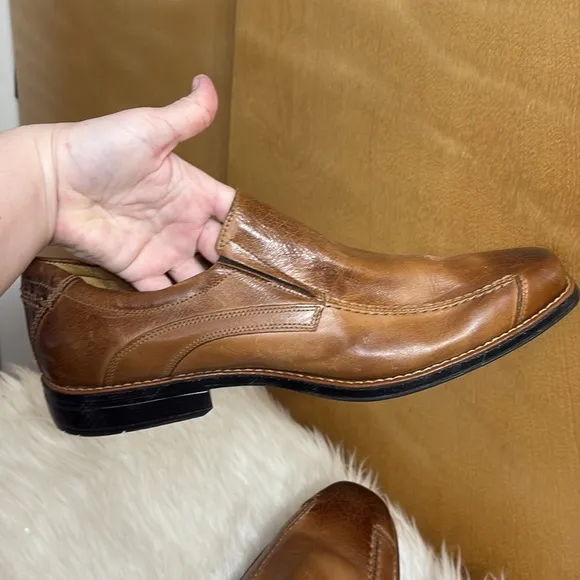 Sandro Moscoloni Brown Plain Toe Slip On Dress Shoes 14 Men’s
