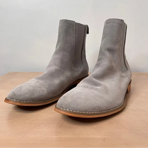 Santimon Men's Suede 5&quot; Chelsea Boot Gray Size 10 (27.5 cm)