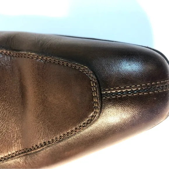 SANTONI PRICHARD Brown Leather Rubber Sole Classic Lace Up Oxford Shoes