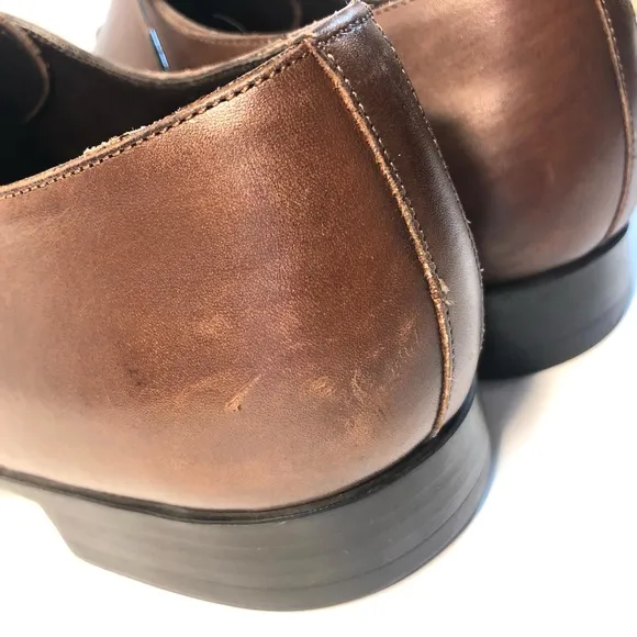 SANTONI PRICHARD Brown Leather Rubber Sole Classic Lace Up Oxford Shoes