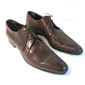 SANTONI PRICHARD Brown Leather Rubber Sole Classic Lace Up Oxford Shoes