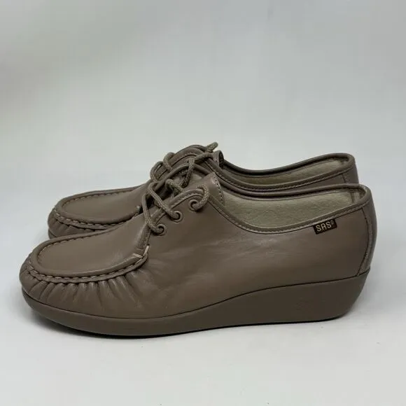SAS Bounce Shoes Womens 11 M Beige Brown Leather Comfort Lace Up Casual Granny