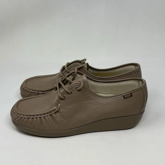 SAS Bounce Shoes Womens 11 M Beige Brown Leather Comfort Lace Up Casual Granny
