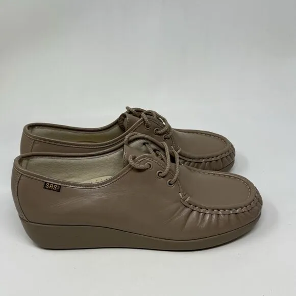 SAS Bounce Shoes Womens 11 M Beige Brown Leather Comfort Lace Up Casual Granny