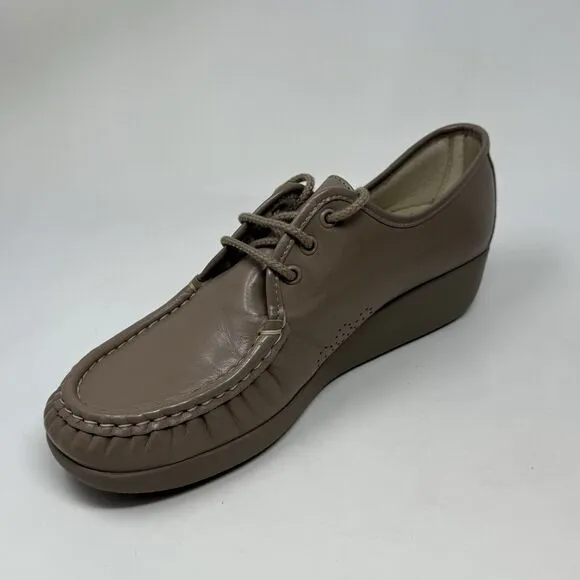 SAS Bounce Shoes Womens 11 M Beige Brown Leather Comfort Lace Up Casual Granny