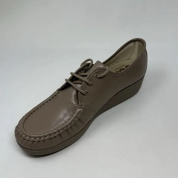 SAS Bounce Shoes Womens 11 M Beige Brown Leather Comfort Lace Up Casual Granny