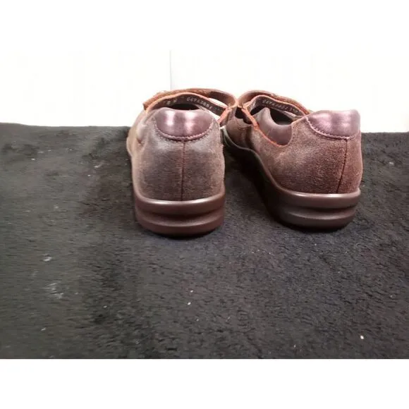 SAS Womens Step Out Brown Suede Adjustable Strap Mary Jane Comfort Shoes Size 8W