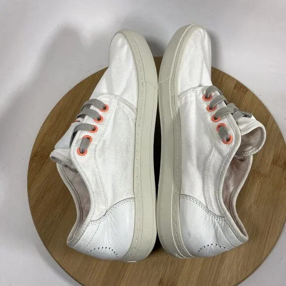 Satorisan Heisei Shoes White Canvas Leather Casual Sneakers Womens Sz 41 EU