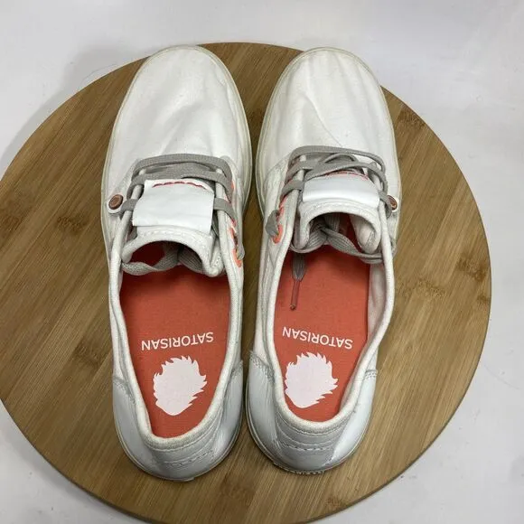 Satorisan Heisei Shoes White Canvas Leather Casual Sneakers Womens Sz 41 EU