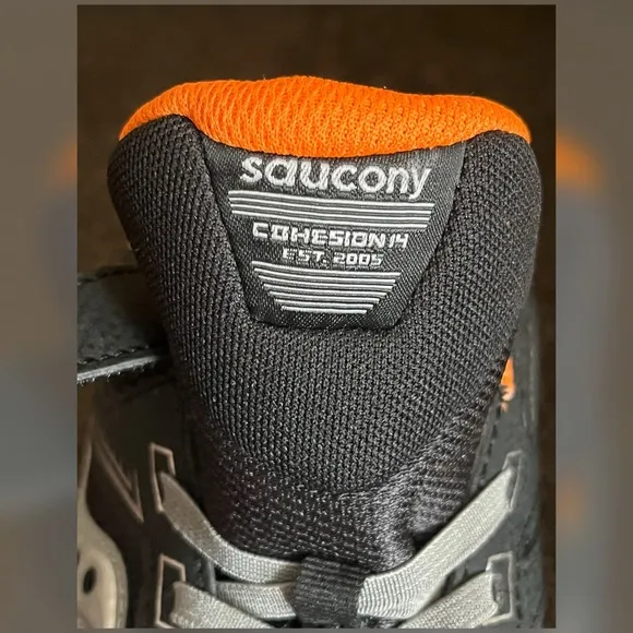 Saucony Cohesion TR14 AC Black/Orange Color Big Boy Shoes -Size 7W