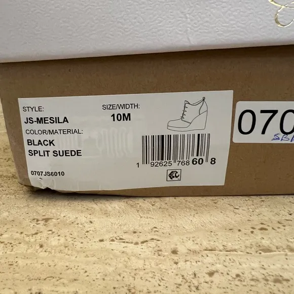 SB15 Jessica Simpson Women’s Mesila Wedge Bootie Ankle Boot,Black,Size10