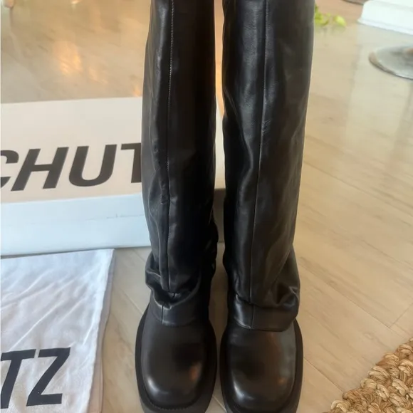 Schutz Black Leather Boots ( brand new in the box never worn)