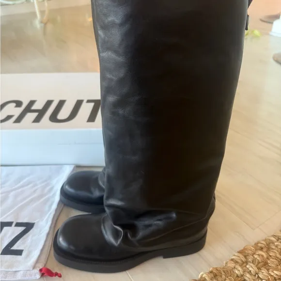 Schutz Black Leather Boots ( brand new in the box never worn)