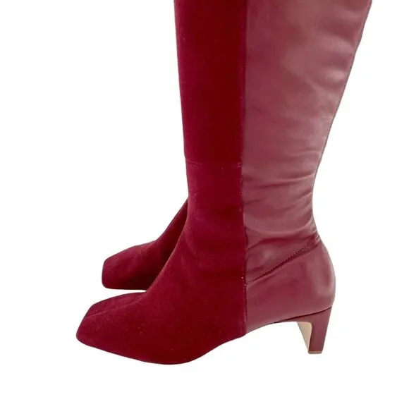 Schutz Donata Boots Red Burgundy Suede Leather Over the Knee 6.5 NEW $268