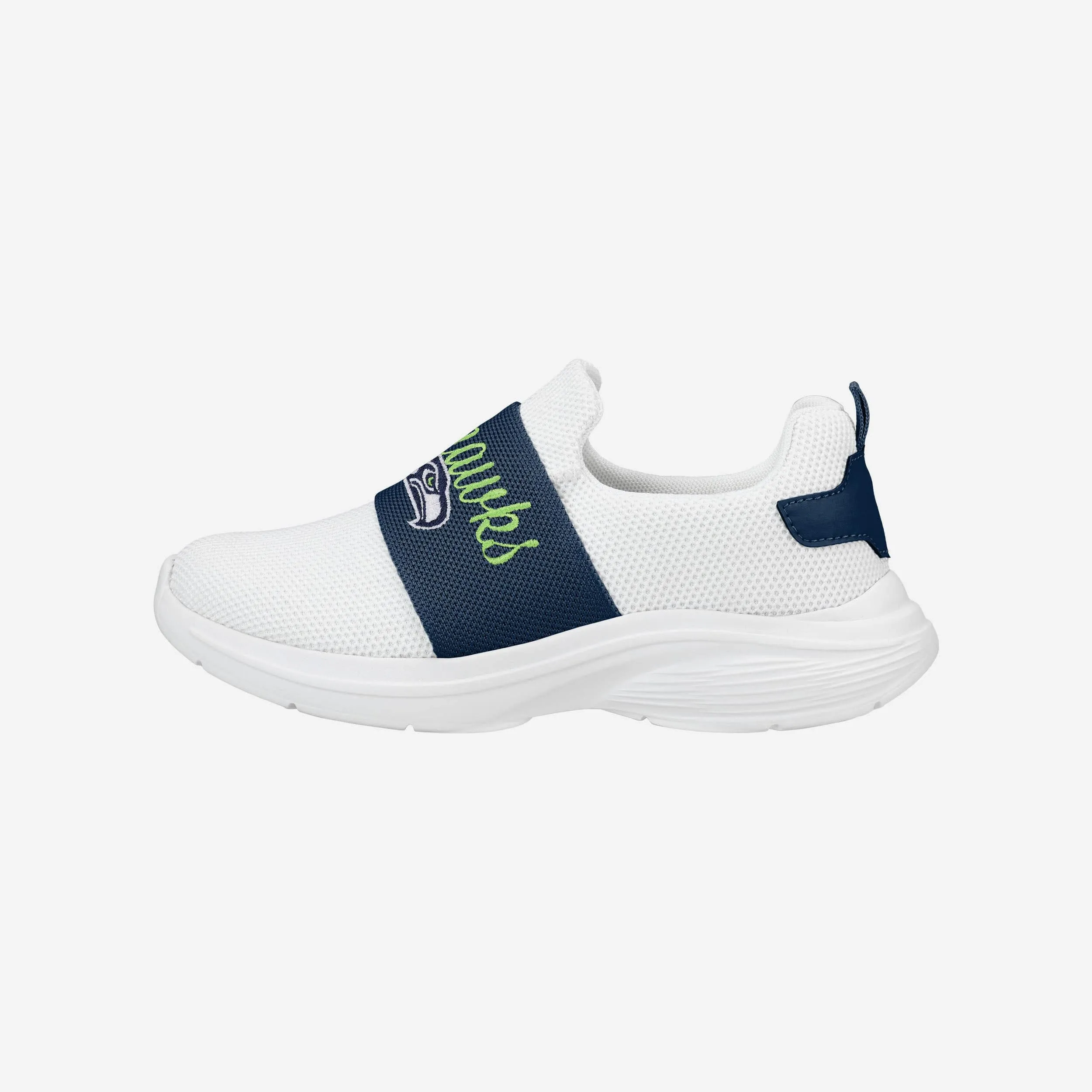 Seattle Seahawks Womens Script Wordmark White Slip On Sneakers