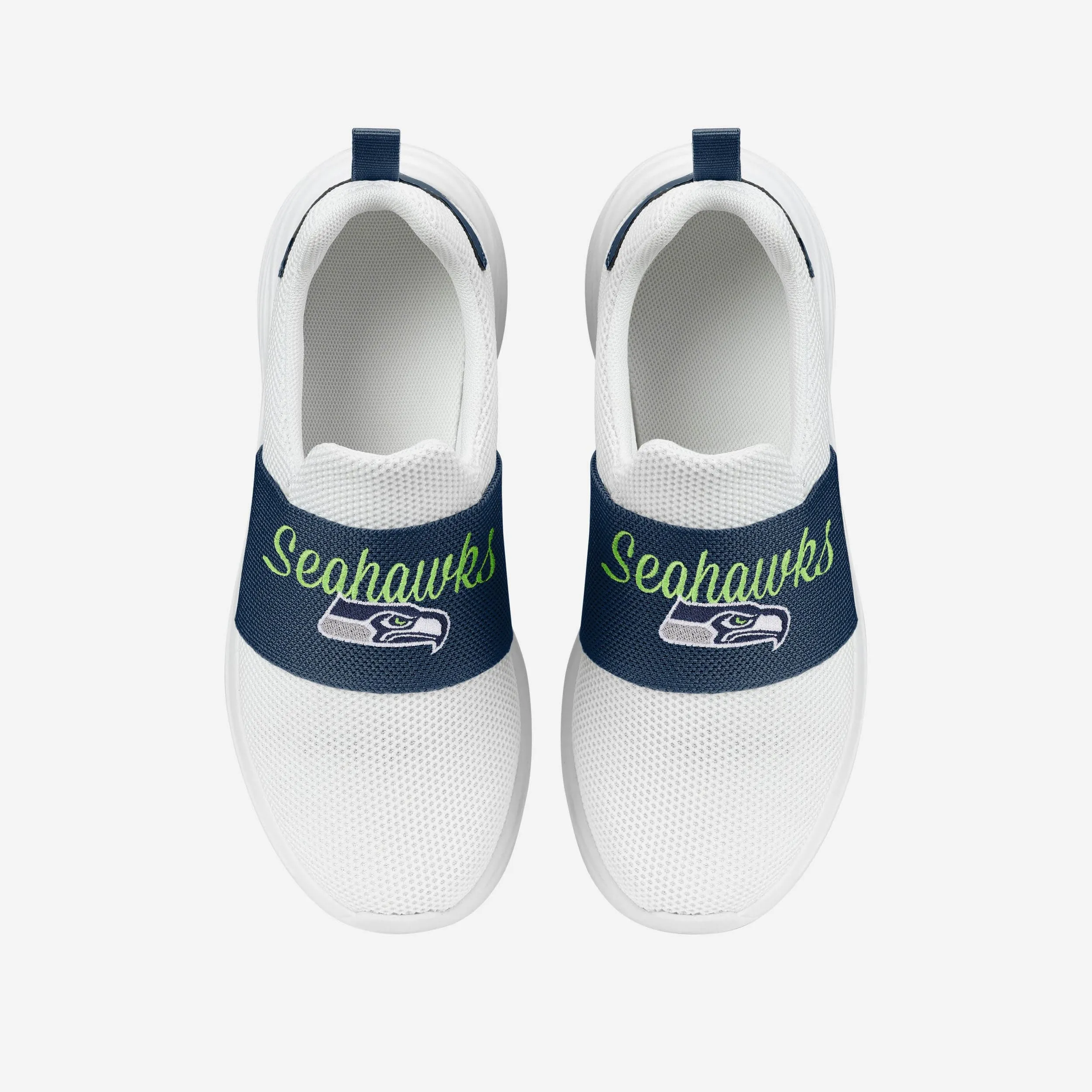 Seattle Seahawks Womens Script Wordmark White Slip On Sneakers