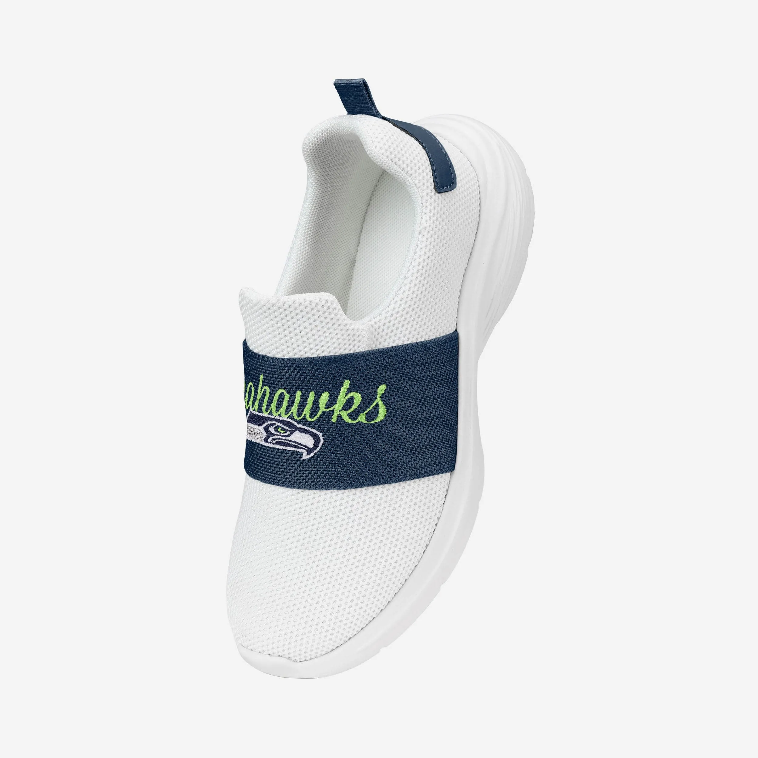 Seattle Seahawks Womens Script Wordmark White Slip On Sneakers