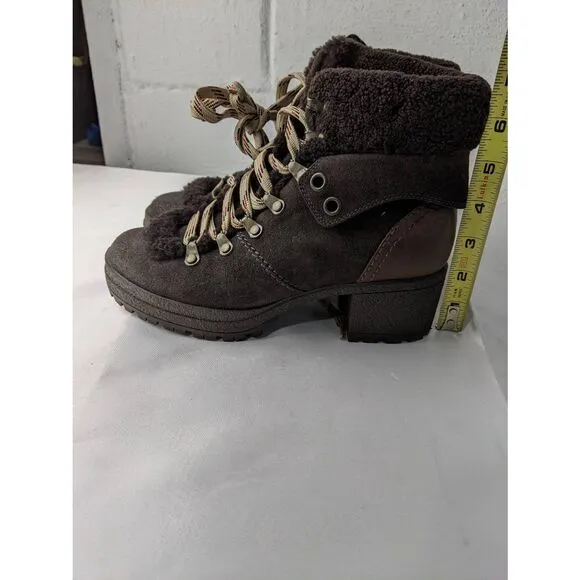 See By Chloe Eileen Hiker Boots Booties Chocolate Brown Suede Leather Size 6.5 U