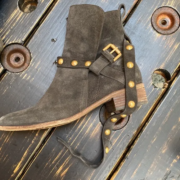 See by Chloe Suede Studded Ankle Boots