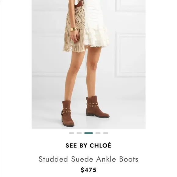 See by Chloe Suede Studded Ankle Boots