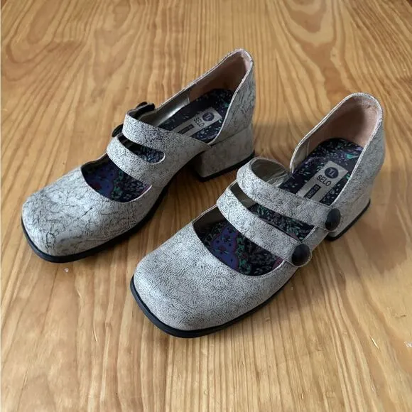 Selo De Controle Brazilian Genuine Leather Retro Heeled Shoes Women’s 7.5-8