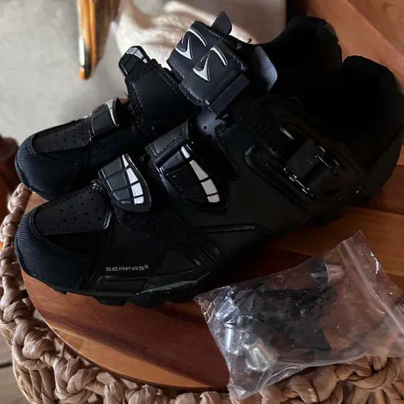 Serfas women’s Black Cycling Shoes with Silver Accents