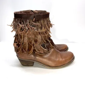 Sheridan Mia Genuine Calf Hair Fringe Leather Western Boot Size EU 37 US 6.5