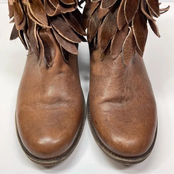 Sheridan Mia Genuine Calf Hair Fringe Leather Western Boot Size EU 37 US 6.5