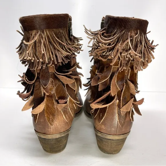 Sheridan Mia Genuine Calf Hair Fringe Leather Western Boot Size EU 37 US 6.5