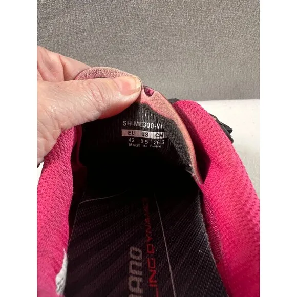 Shimano Cycling Shoes Womens size 9.5 Pink Gray Hook Loop SH-ME3