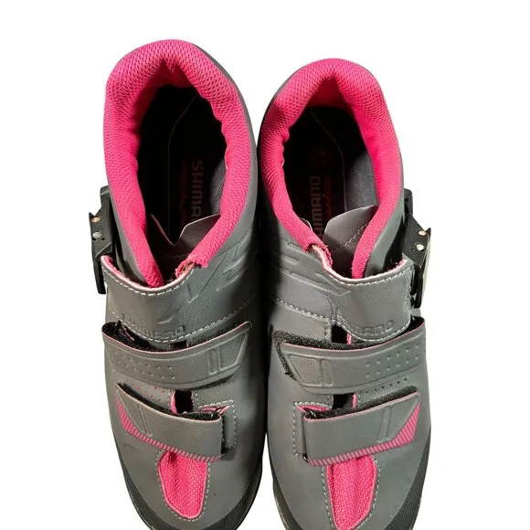 Shimano Cycling Shoes Womens size 9.5 Pink Gray Hook Loop SH-ME3