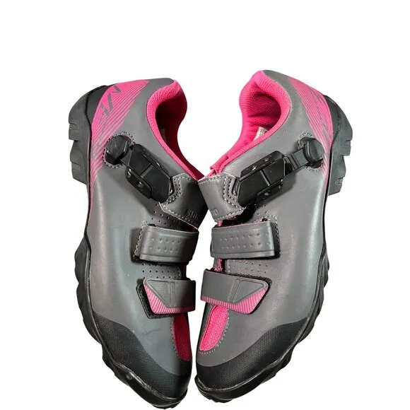 Shimano Cycling Shoes Womens size 9.5 Pink Gray Hook Loop SH-ME3