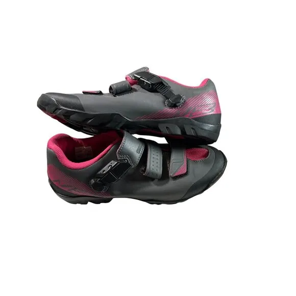 Shimano Cycling Shoes Womens size 9.5 Pink Gray Hook Loop SH-ME3
