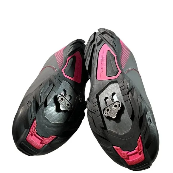 Shimano Cycling Shoes Womens size 9.5 Pink Gray Hook Loop SH-ME3