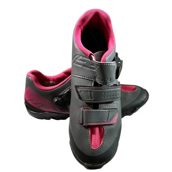 Shimano Cycling Shoes Womens size 9.5 Pink Gray Hook Loop SH-ME3