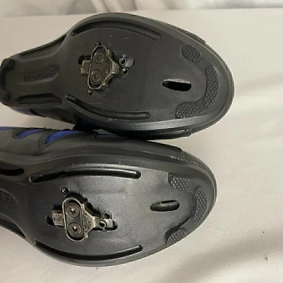 Shimano Mens Cycling Shoes Black Blue Hook And Loop Low Top Size 7.5