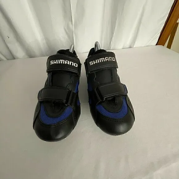 Shimano Mens Cycling Shoes Black Blue Hook And Loop Low Top Size 7.5