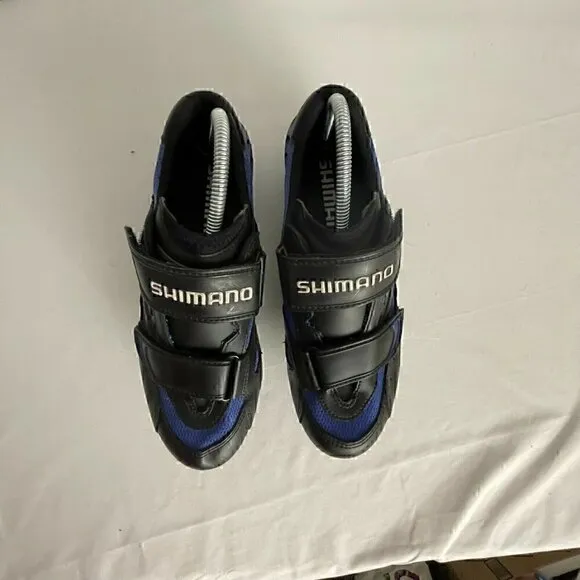 Shimano Mens Cycling Shoes Black Blue Hook And Loop Low Top Size 7.5