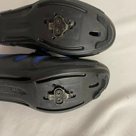 Shimano Mens Cycling Shoes Black Blue Hook And Loop Low Top Size 7.5