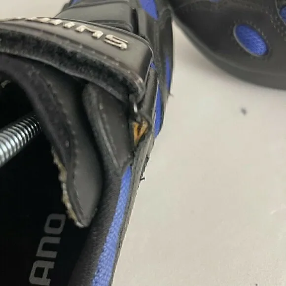 Shimano Mens Cycling Shoes Black Blue Hook And Loop Low Top Size 7.5