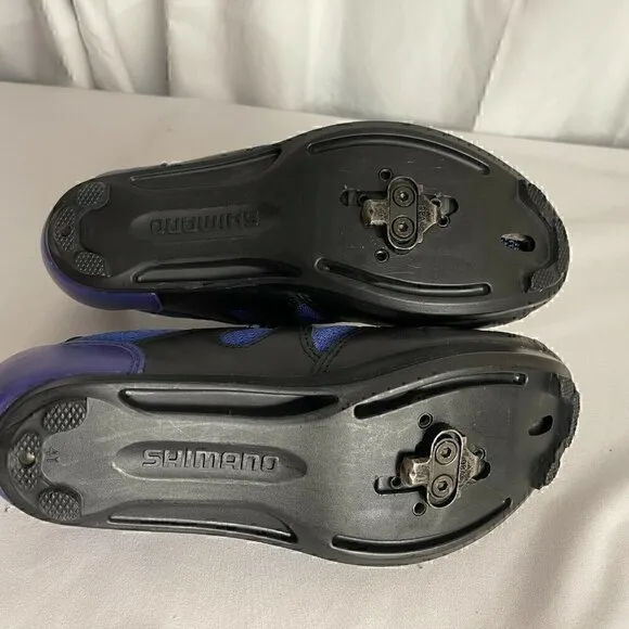 Shimano Mens Cycling Shoes Black Blue Hook And Loop Low Top Size 7.5