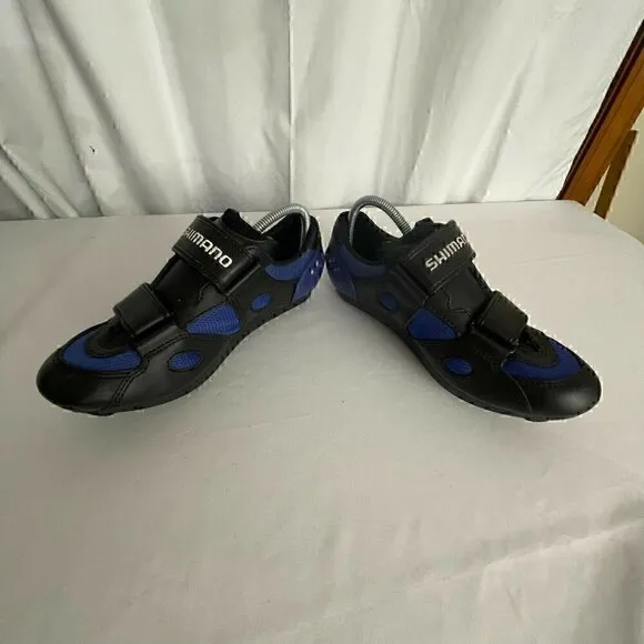 Shimano Mens Cycling Shoes Black Blue Hook And Loop Low Top Size 7.5