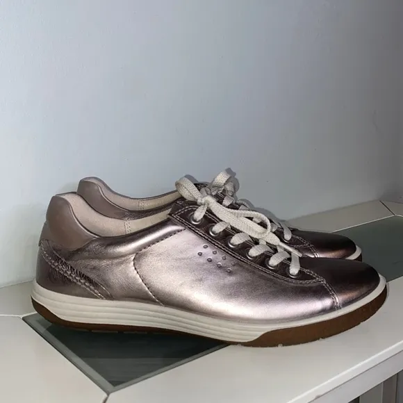 Shoes Ecco Chase Ii Tie In Moon Rock Metallic Women Casual Sneaker 40 (US 9-9.5)