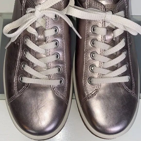 Shoes Ecco Chase Ii Tie In Moon Rock Metallic Women Casual Sneaker 40 (US 9-9.5)