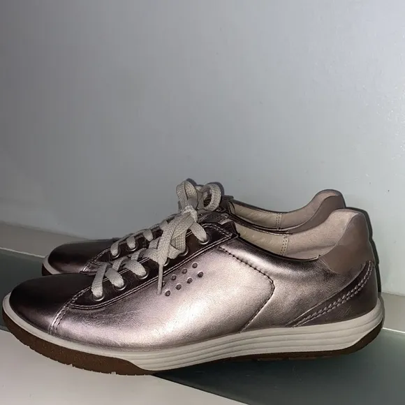 Shoes Ecco Chase Ii Tie In Moon Rock Metallic Women Casual Sneaker 40 (US 9-9.5)