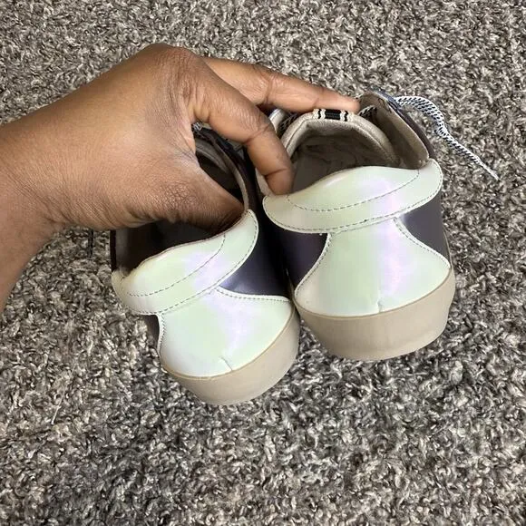Shu Shop Mia Teal Star Sneakers Shoes Gray Leather Size 6.5 New