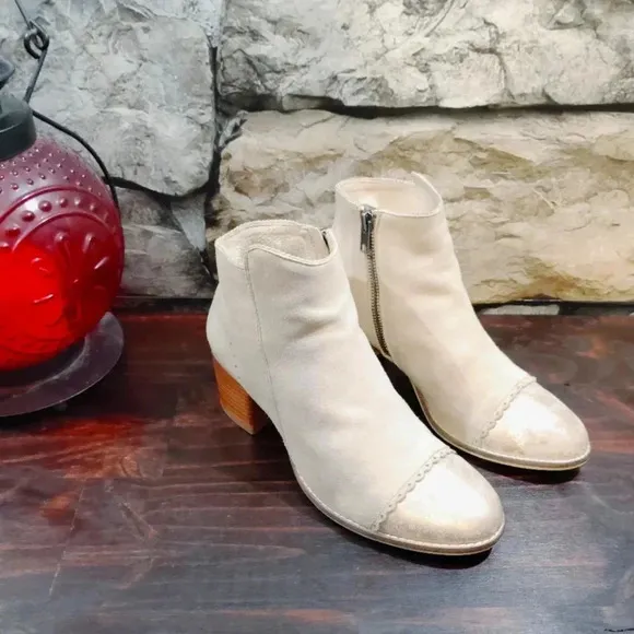 Silent D Moneybag Ankle Boots Tawny Suede Leather Beige US 6.5