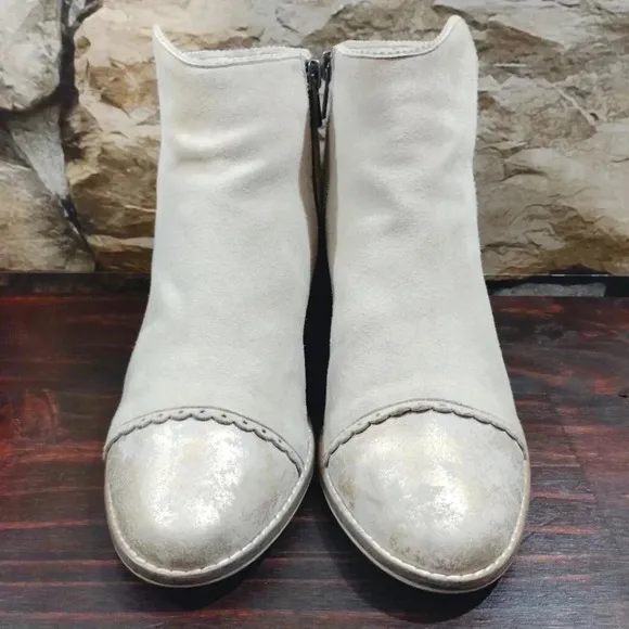 Silent D Moneybag Ankle Boots Tawny Suede Leather Beige US 6.5