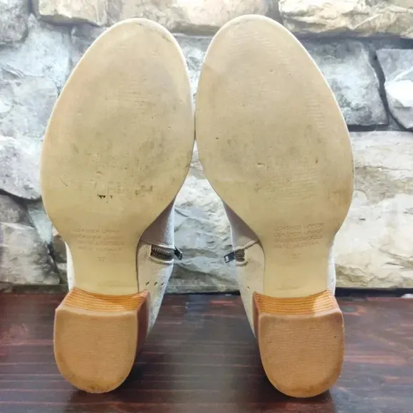 Silent D Moneybag Ankle Boots Tawny Suede Leather Beige US 6.5